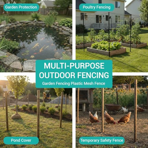 5.5ft*100ft Deer Fence Netting, Heavy Duty HDPE Mesh Animal Barrier, Black - size: 5.5ft*100ft