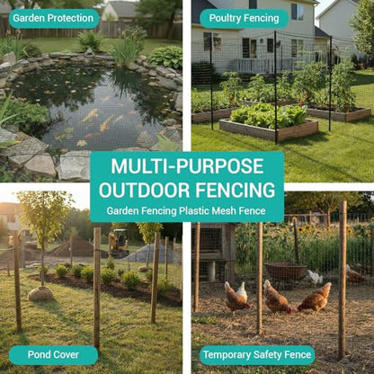 6.5ft*100ft Deer Fence Netting, Heavy Duty HDPE Mesh Animal Barrier, Black - size: 6.5ft*100ft