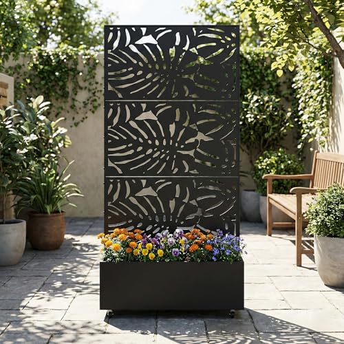 Metal Raised Garden Bed with Trellis and Wheels, 71"x35"x16" (Black-Summer) - color: Black-summer, size: 71"x35"x16"