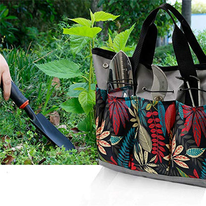 Garden Tool Bag Maple Leaf Gardening Bag with 8 Pockets Canvas Garden Tote Bag Women Men Garden Plant Tool Storage Bag (Tools NOT Included) - color: Flower