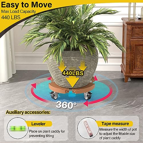 Goovilla Plant Stand with Wheels 440LBS Load,1Pack, Adjustable 15-22",Khaki - color: Khaki
