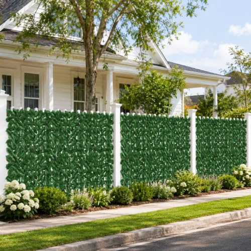 KASZOO 100x40 in Artificial Ivy Privacy Fence Screen, Outdoor Decorative Fence Panels, Faux Greenery Backdrop, Ivy Leaf Privacy Fence, Green, Plastic & Polyethylene, Garden Style - size: 100x40in