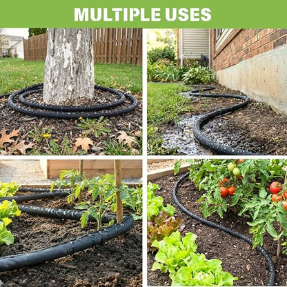Flat Soaker Hose 50 FT, Garden Soaker Hose for Lawn and Yard, Water-Saving - size: 50FT