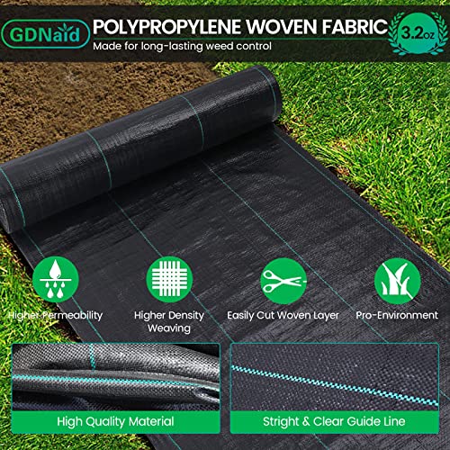 3ftx100ft Weed Barrier Landscape Fabric Heavy Duty, 3.2oz Weed Barrier Fabric, Easy Setup Woven Garden Landscaping Fabric - size: 3.2oz-3x100ft