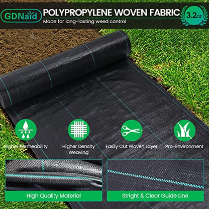 4ftx50ft Weed Barrier Landscape Fabric Heavy Duty, Premium 3.2oz Weed Barrier Fabric Weed Tarp, Weed Fabric, Garden Landscaping Fabric - size: 3.2oz-4x50ft