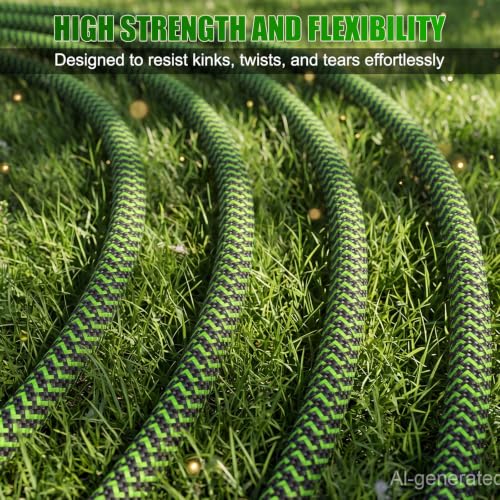 NON-EXPANDABLE Garden Hose 50ft x5/8'', Heavy Duty Flexible Water Hose with 10-Function Sprayer, Lightweight, Leak Proof, Durable Fabric Skin, Pressure Resistant for Yard, Outdoor - size: 50ft