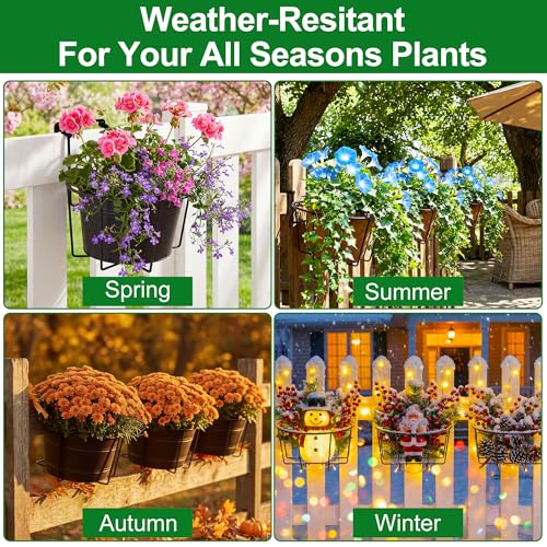 Hanging Railing Planter, Fit 1.5” to 4.5” Rail Fence Deck, 3 Pack