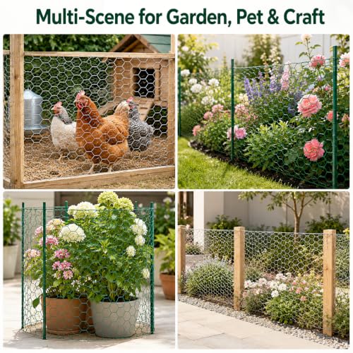 19.6Ft x 16In Plant Protectors from Animals, PVC Coated Wire Mesh