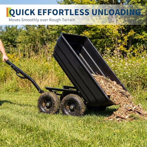 Garvee 1200Lb Garden Dump Cart, Heavy Duty All-Terrain Utility Wagon - color: Black, size: 1200 LBS
