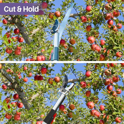 GATTLELIC 4.6-10 Ft Extendable Tree Pruner with Long Reach Pole Saw, Tree Trimmers Long Handle Pruner Cutting up to 1" Diameter, Telescoping Fruit Picker Pole for Tree Branch