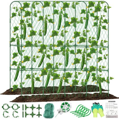 Cucumber Trellis for Raised Bed 5.4x5.5ft U-Shape Adjust Metal Garden Trellis for Climbing Plants Outdoor with Climbing Net Vegetable Arch Trellises Support Plant for Tomato Pea Fruit Squash Trellises - size: 1pack 66 x 65 Inch