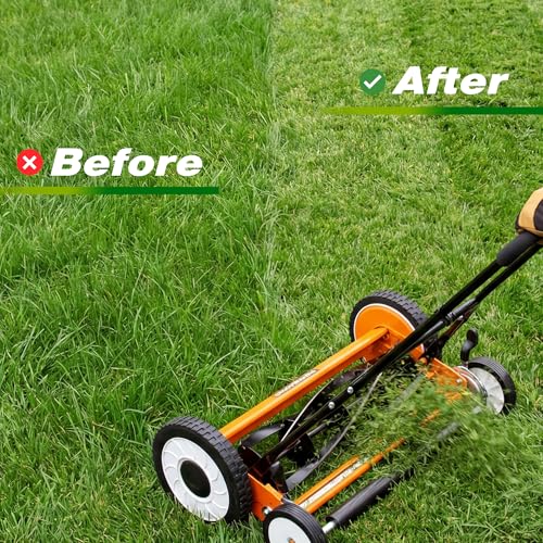 Walensee 18-Inch Manual Lawn Mower, 5-Blade Push Reel, 9 Heights - size: 18-Inch No Catcher