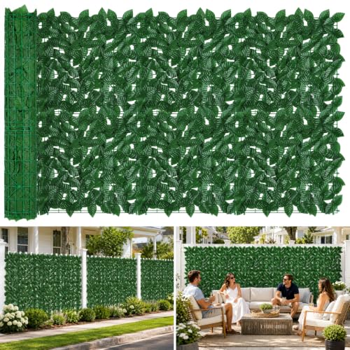 120x40 in Artificial Ivy Privacy Fence Screen, Privacy Fence Panels Faux Greenery Backdrop Ivy Leaf Privacy Fence Decorative Fence Privacy Screen Outdoor for Patio, Balcony, Garden, Backyard - size: 120x40in