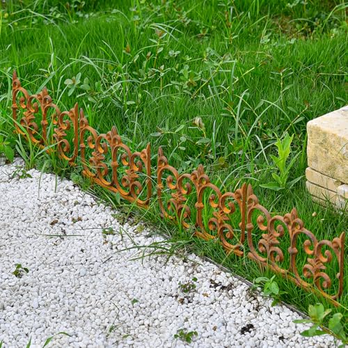 Sungmor Cast Iron Garden Edging, 10.6 Inches Tall 4 Pack Full Rusted - color: Full Rusted - 10.6inch Tall
