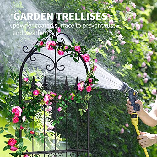 Garden Trellis for Climbing Plants, 86" H x 21.7" W Heavy Duty Metal Trellis, 7.2FT Rustproof Black Iron Vine Support Trellis with 9.8" Ground Stakes, Decorative Cupid Arrow Design for Roses - size: 86 inch-1 pack