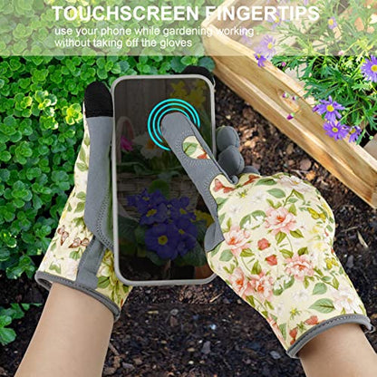 Leather Gardening Gloves for Women Thorn Proof Garden Gloves Touch Screen Working Gloves Gifts,M - color: Butterfly