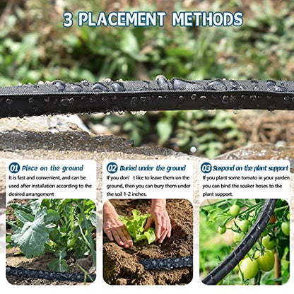 4-Pack Flat Soaker Hose 25FT for Garden Beds Linkable - size: 25FT 4Pack