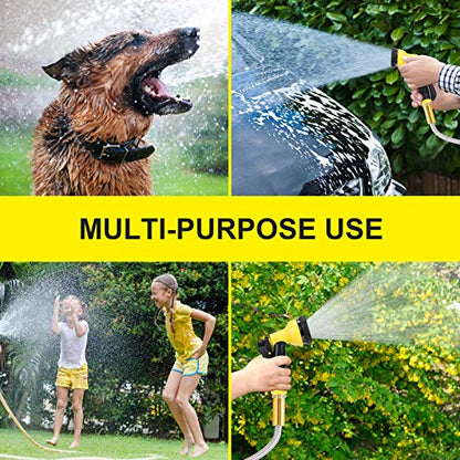 Metal Garden Hose 50FT - Stainless Steel Heavy Duty Water Hose with Metal Nozzle & 8 Function Sprayer, Portable & Lightweight Kink Free Yard Hose, Outdoor Hose