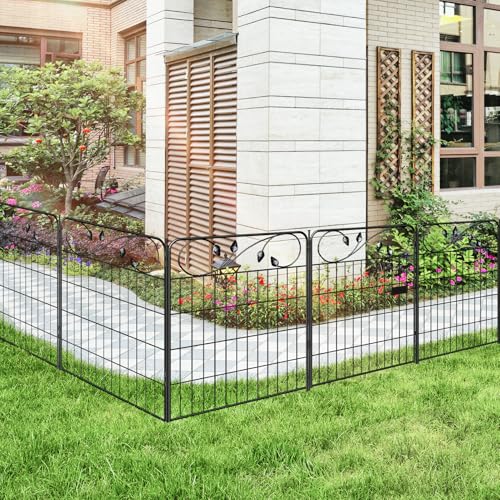 Decorative Metal Garden Fencing with Gate 30in(H) X16ft(L) 1Gate+7Panels - size: 30″Tall(Gate+7 Panels)