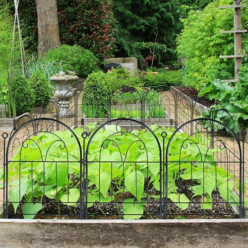 Decorative Garden Fence 17in(H) x 10ft(L), Rustproof Metal Animal Barrier - size: 21" High,11ft