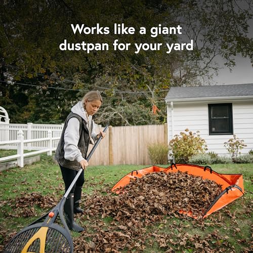 Leaf Tarp for Fast Yard Cleanup –Leaf Collection Tarp with 6 Handles & Ground Stakes – Lawn Leaf Bag for Raking, Garden Debris & Yard Waste Removal, Wind Proof, 5’ x 7’ Large Capacity - size: 5' x 7'