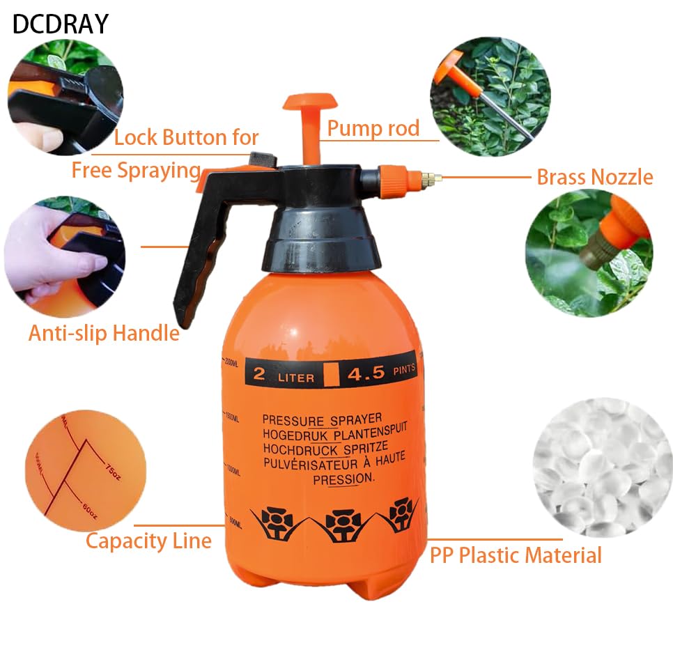 2L Handheld Garden Pump Sprayer (2L Orange) - color: 2L Orange