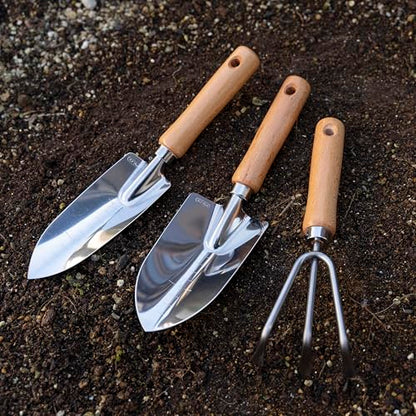 Garden Helper Garden Trowel with Measurements for Planting (Wide), Garden Hand Shovel Japanese Stainless Steel, Wooden Handle, Made in Japan - style: Trowel (Wide)