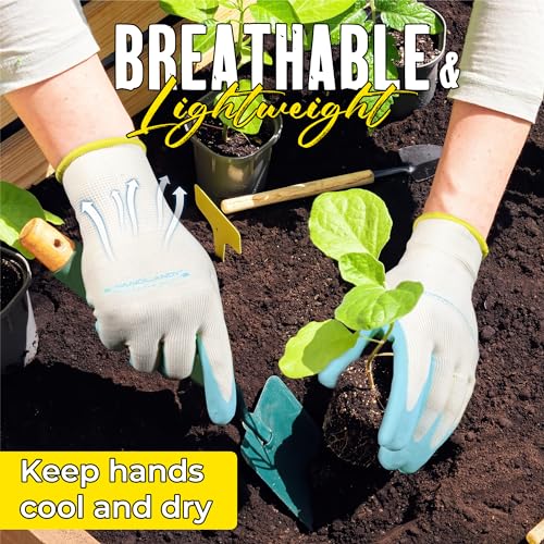 HANDLANDY 2/3/6 Pairs Womens Gardening Gloves, Garden Gloves for Women - color: Blue & Violet (2 Pairs), size: Medium