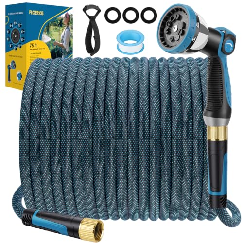 Non-Expandable Garden Hose 75 ft, Lightweight Flexible Anti-Kink - color: Blue, size: 75ft