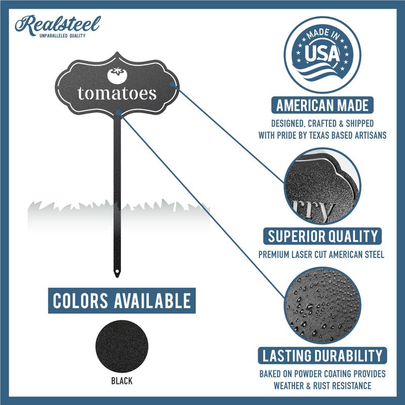 RealSteel Metal Seed & Plant Markers – Elegant Indoor & Outdoor Garden Stakes – Durable Herb, Vegetable & Fruit Plant Labels for Pots, Raised Beds & Greenhouse – Farmhouse Garden Gift - (Artichoke) - style: ARTICHOKE