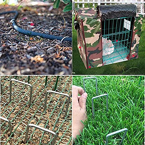4 Inch Galvanized Landscape Staples 60 Pack 11 GaugeGarden Stakes Heavy-Duty Sod Pins Anti-Rust Fence Stakesfor Weed Barrier Fabric Ground Cover Dripper Irrigation Tubing Soaker Hose