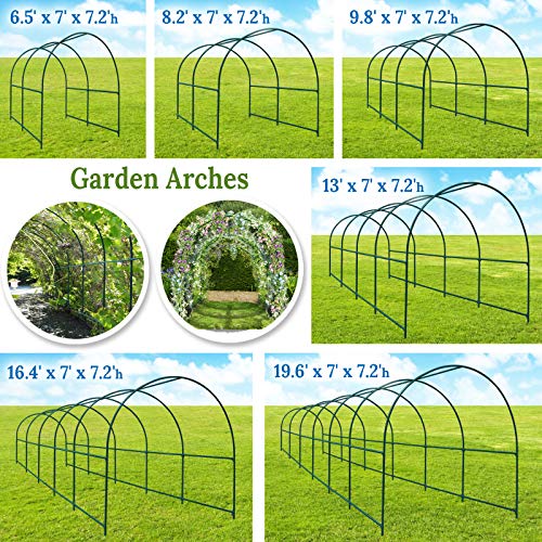 Multi-Size Large Garden Support Arch Frame Climbing Plant Arch Arbor for Flowers/Fruits/Vegetables (13FT x 7FT x 7.2FT) - size: 13 ft x 7 ft x 7.2 ft