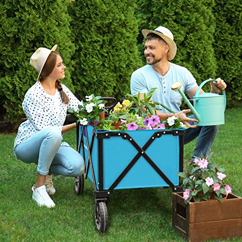 HAUSHOF Collapsible Outdoor Utility Wagon, 176 lb Load Capacity, Blue - color: Blue