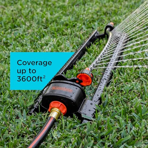 Black + Decker® 3,600 Sq Ft Metal Oscillating Sprinkler – Durable, Adjustable, Even-Coverage Watering BD3435