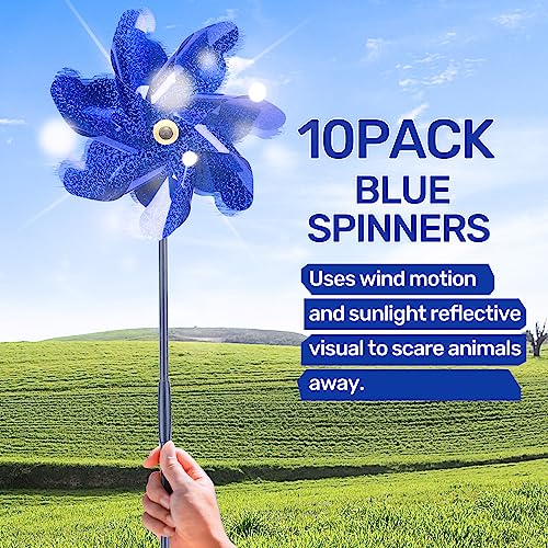 BATTIFE Preassembled Reflective Pinwheels for Yard & Garden, Blue, 10 Pack - color: Blue, size: 10 Pack