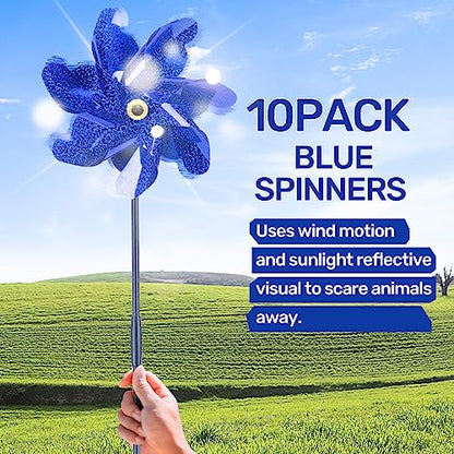 BATTIFE Preassembled Reflective Pinwheels for Yard & Garden, Blue, 10 Pack - color: Blue, size: 10 Pack
