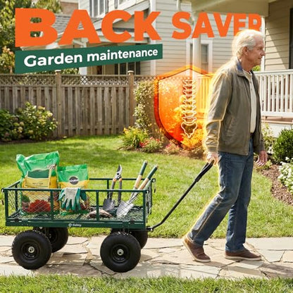Sekey Steel Mesh Garden Cart, 600 lb Capacity, Removable Sides - color: Green, size: 600LBS