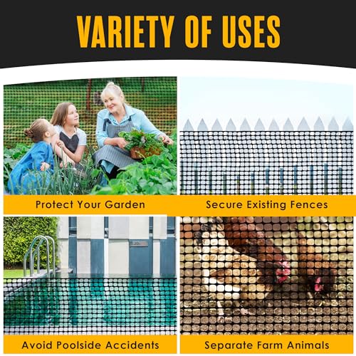 Plastic Fence, Plastic Mesh Fence Deer Netting Black, 4 x 50 Feet Roll - color: Black