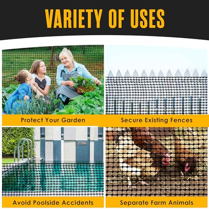 Plastic Fence, Plastic Mesh Fence Deer Netting Black, 4 x 50 Feet Roll - color: Black