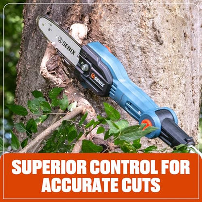 SENIX 20V Cordless Pole Saw, 8 Inch Telescopic Electric Pole ChainSaw with Articulating Head, 2.5Ah Battery & Charger Included for Tree Trimming, Pruning, and Cutting - style: 20V Saw