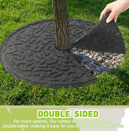 Peryiter 6 Pcs Rubber Mulch Tree Ring Protector Mat Weed Barrier, 24 in - style: 24 Inches
