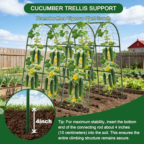 63"x47"x22" U-Shape Cucumber Trellis, Metal Plant Support with Net - size: 63"x47"x22"-1pcs