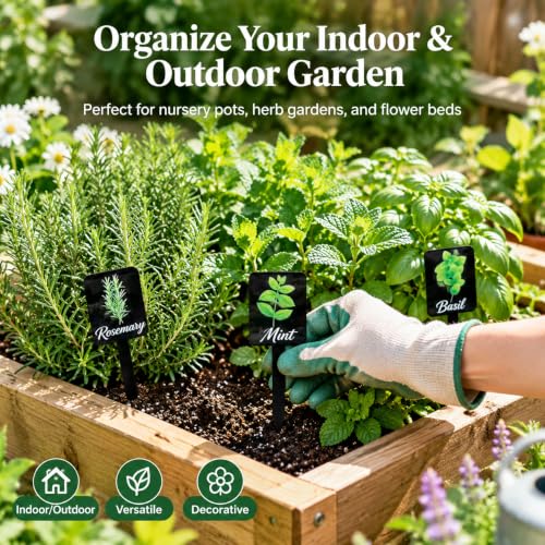 12Pcs Waterproof Acrylic Plant Labels with Stakes for Garden Herb Signs