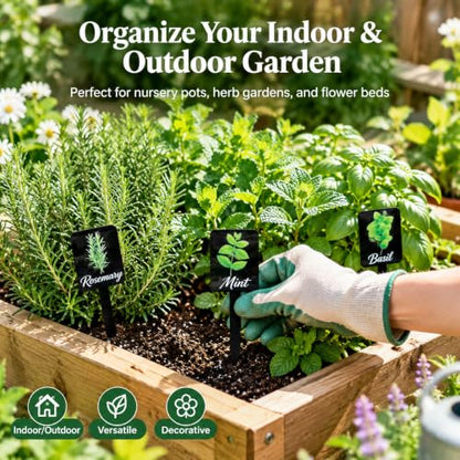 12Pcs Waterproof Acrylic Plant Labels with Stakes for Garden Herb Signs