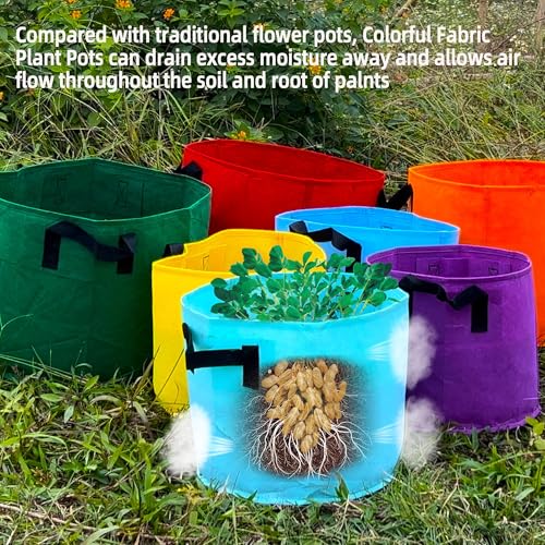 7-Gallon Fabric Grow Bags (7 Pack of Mix Colors) with Handles for Vegetable - size: 7 Gallon