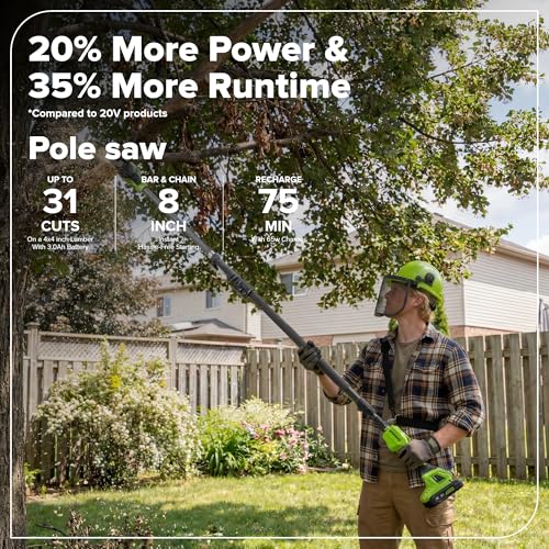 Greenworks 24V 8 in Pole Saw/Pole Hedge Kit, 3.0 Ah Battery and Charger - size: 8" Combo (3.0Ah), style: Telescopic Pole Saw