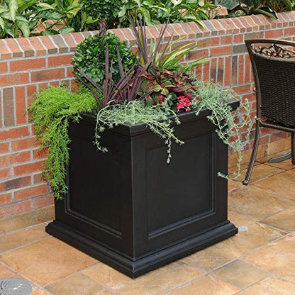 Mayne Fairfield 28in Square Planter, Black - color: Black, size: 28in