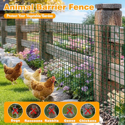 Green PVC Coated Welded Wire Fencing, 72in High x 50ft Long, 2 inch x 3 inch 16GA 2/3/4/5/6 Ft Tall Welded Wire Fence Rolls, Green Metal Garden Fence Wire Roll Garden Fencing for Yard - color: Green, size: 2"x3" 16GA 72" x 50'