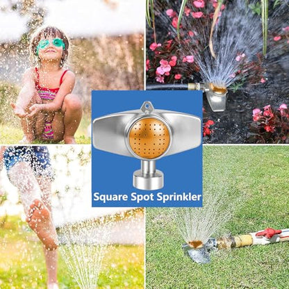360 Degree Metal Spot Sprinkler 2 Pack, Outdoor Garden Watering Sprinklers for Yard Small Areas Lawn with Gentle Water Flow, Coverage Up to 30FT(Gold) - color: Gold