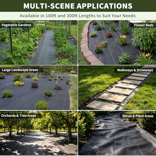 EXTRAEASY 6ft x 300ft Weed Barrier Fabric, Heavy Duty Landscape Fabric, 3.2oz Weed Control Fabric, Tear-Resistant Weed Blocker Ground Cover for Garden, Gravel, Driveway, Flower Bed - size: 6ftx300ft